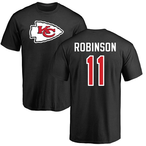 Men Kansas City Chiefs #11 Robinson Demarcus Black Name and Number Logo T-Shirt->nfl t-shirts->Sports Accessory